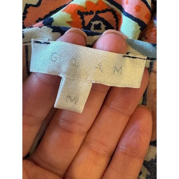 Glam Dress Women Medium Orange Blue Aztec Print V Neckline Long Sleeve‎ Mini - Picture 7 of 9